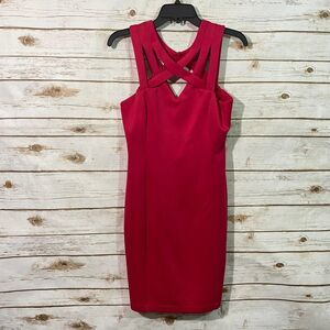 Guess Los Angeles Women's Red Sleeveless V-Neck Mini Dress Size 4